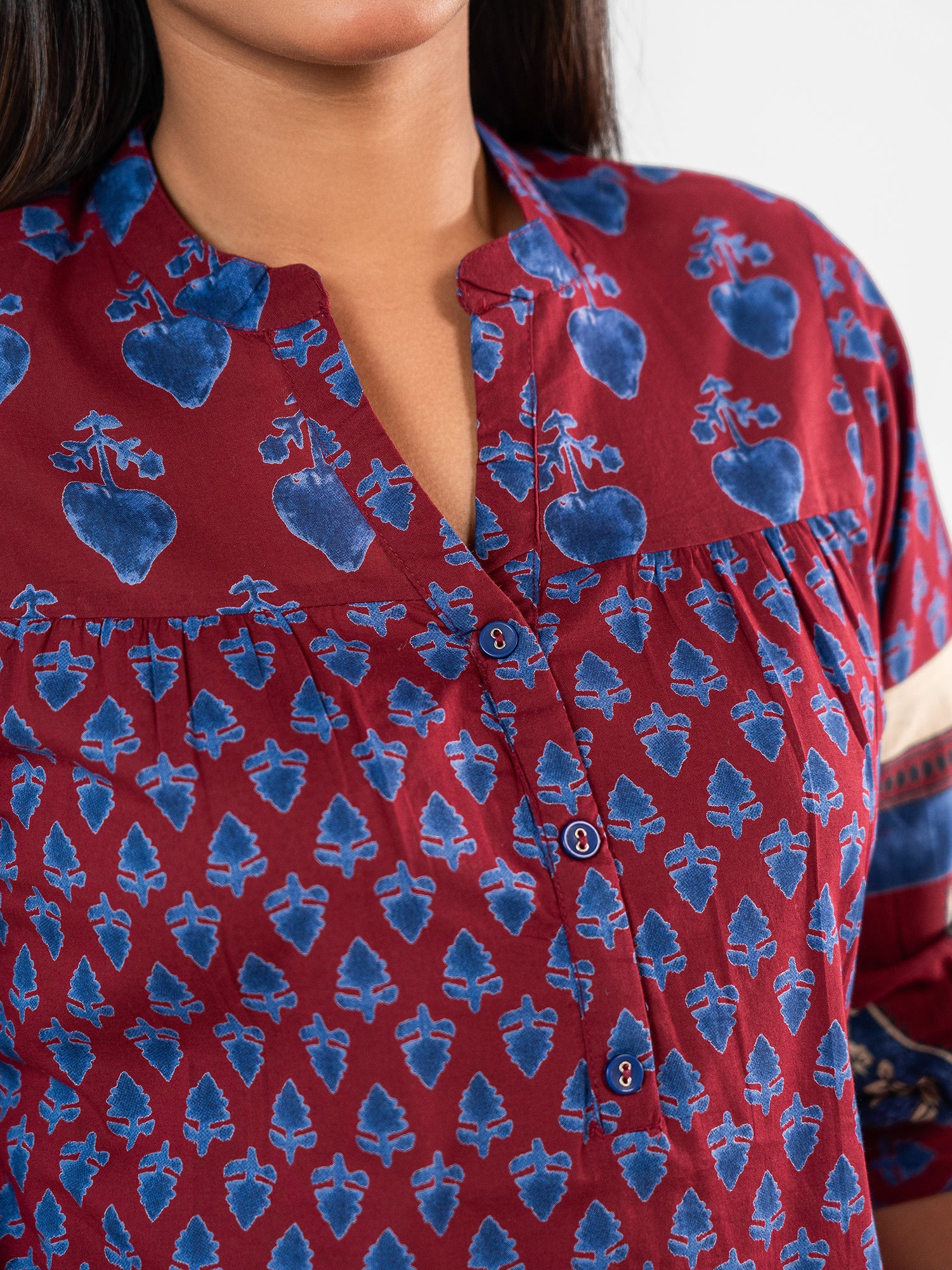 The 'Rudrani' Indigo-Crimson Short Kurti