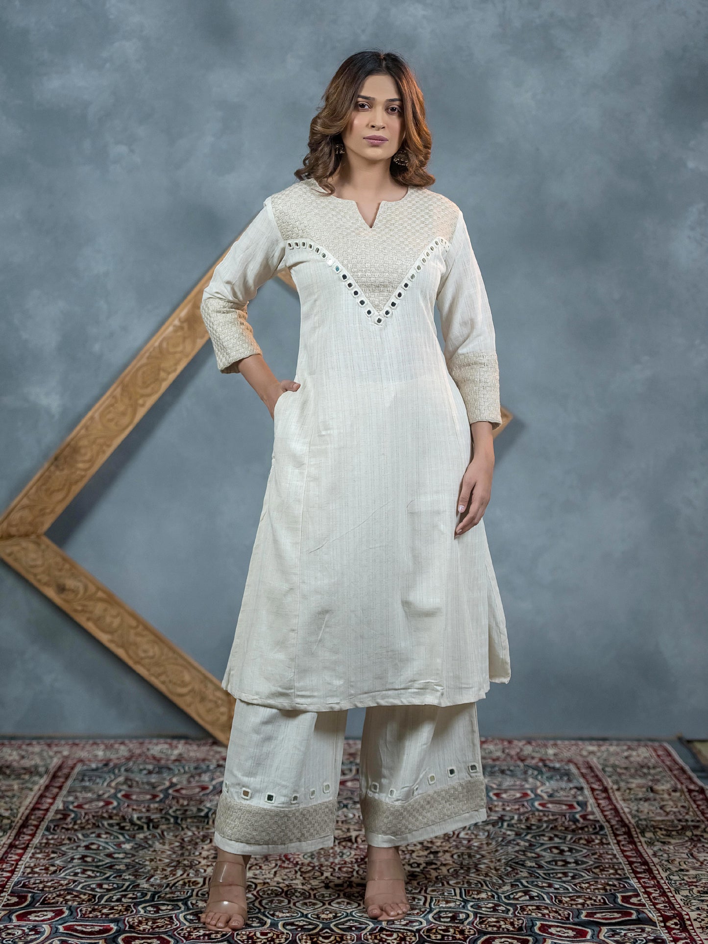 Aavaran Heritage White Suit
