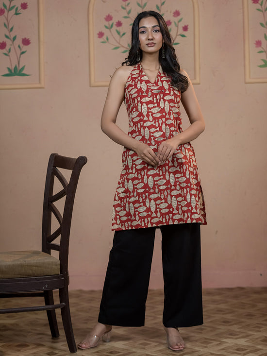 Meen Madder-Red Boho Kurti