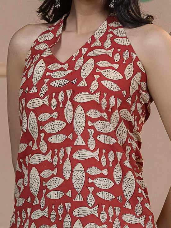 Meen Madder-Red Boho Kurti
