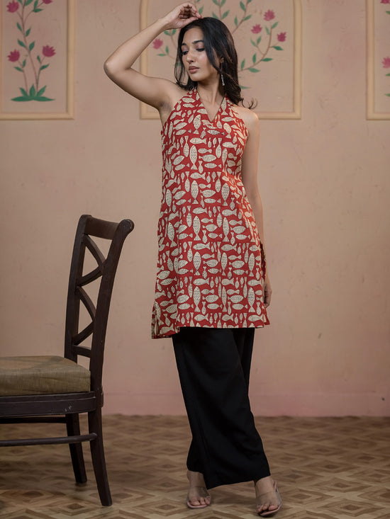 Meen Madder-Red Boho Kurti