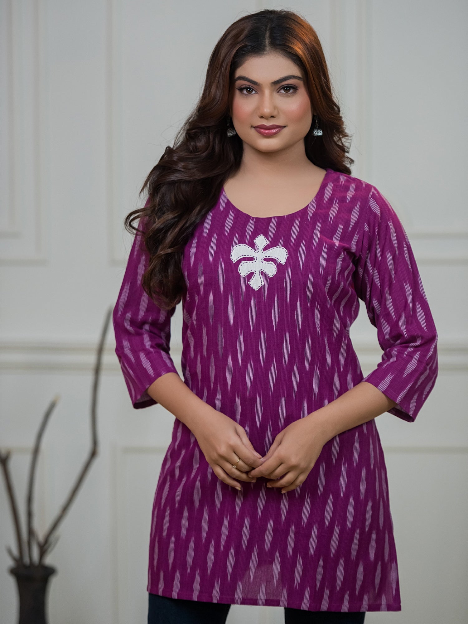 Sutra Magenta Ikat Tunic