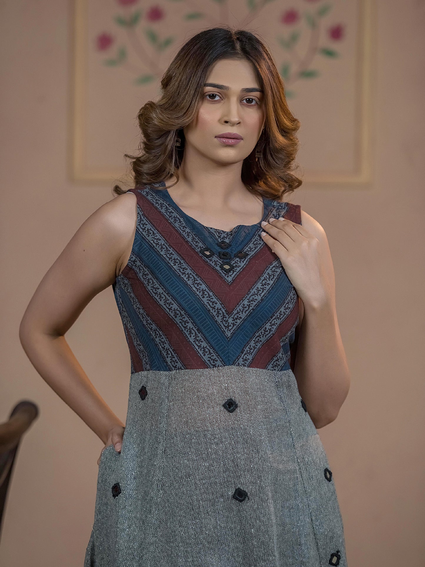 The Avni Sleeveless Khadi Set
