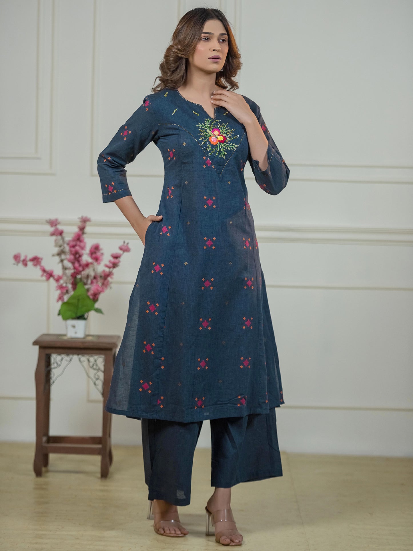 The Neelambari Jamdani Set