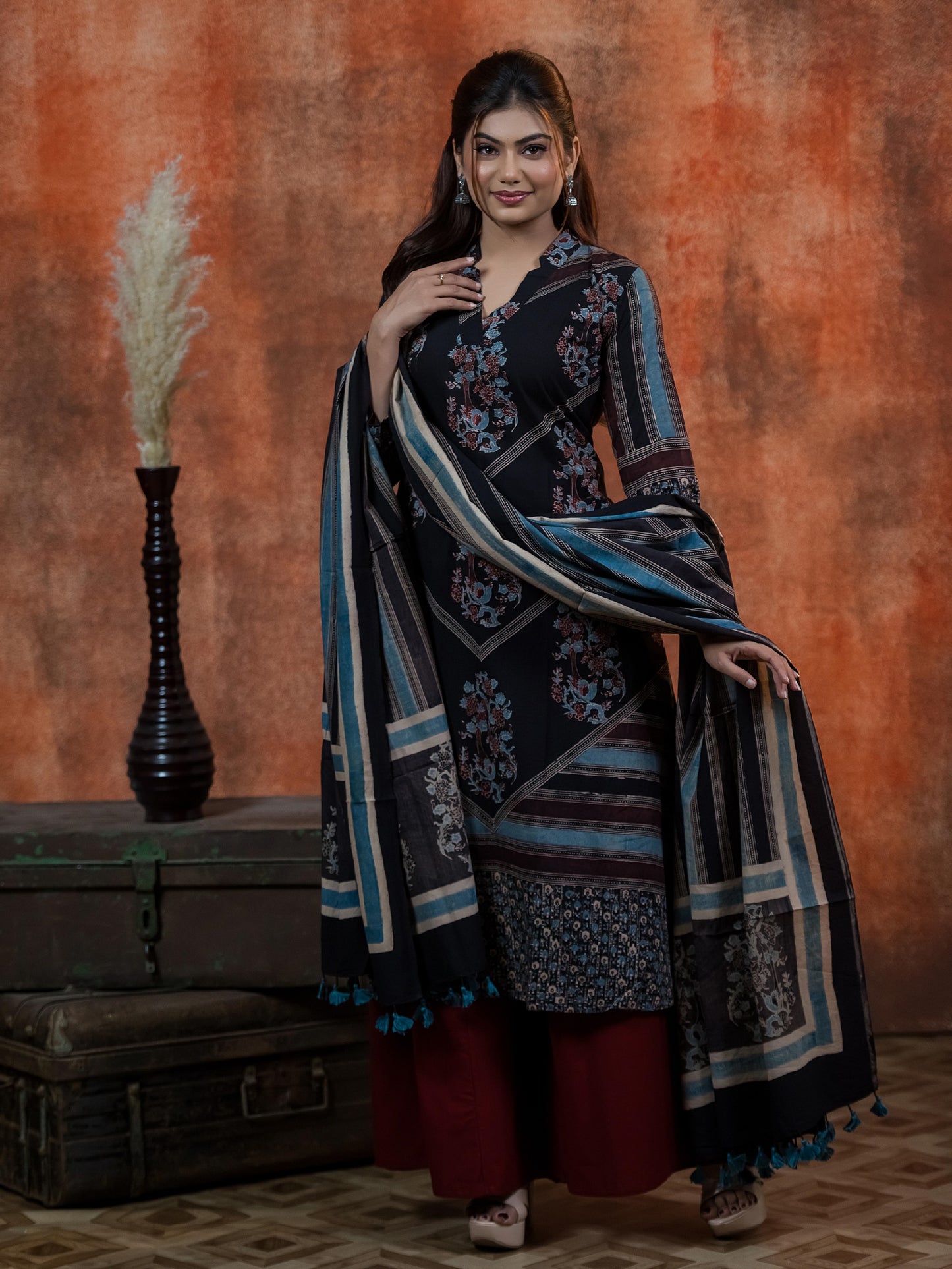 The Syahi-Pushp Handblock 3-Piece: