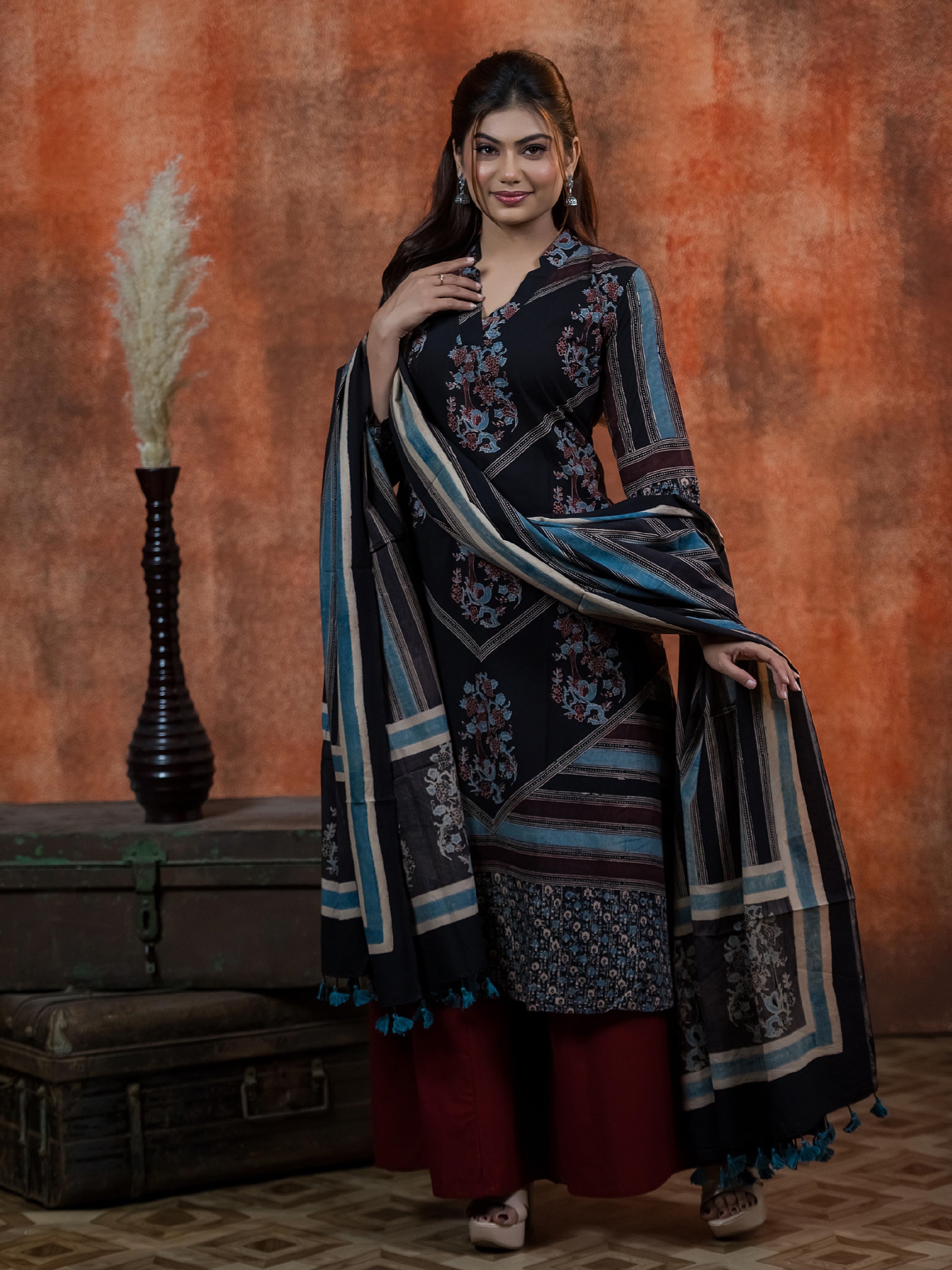 The Syahi-Pushp Handblock 3-Piece: