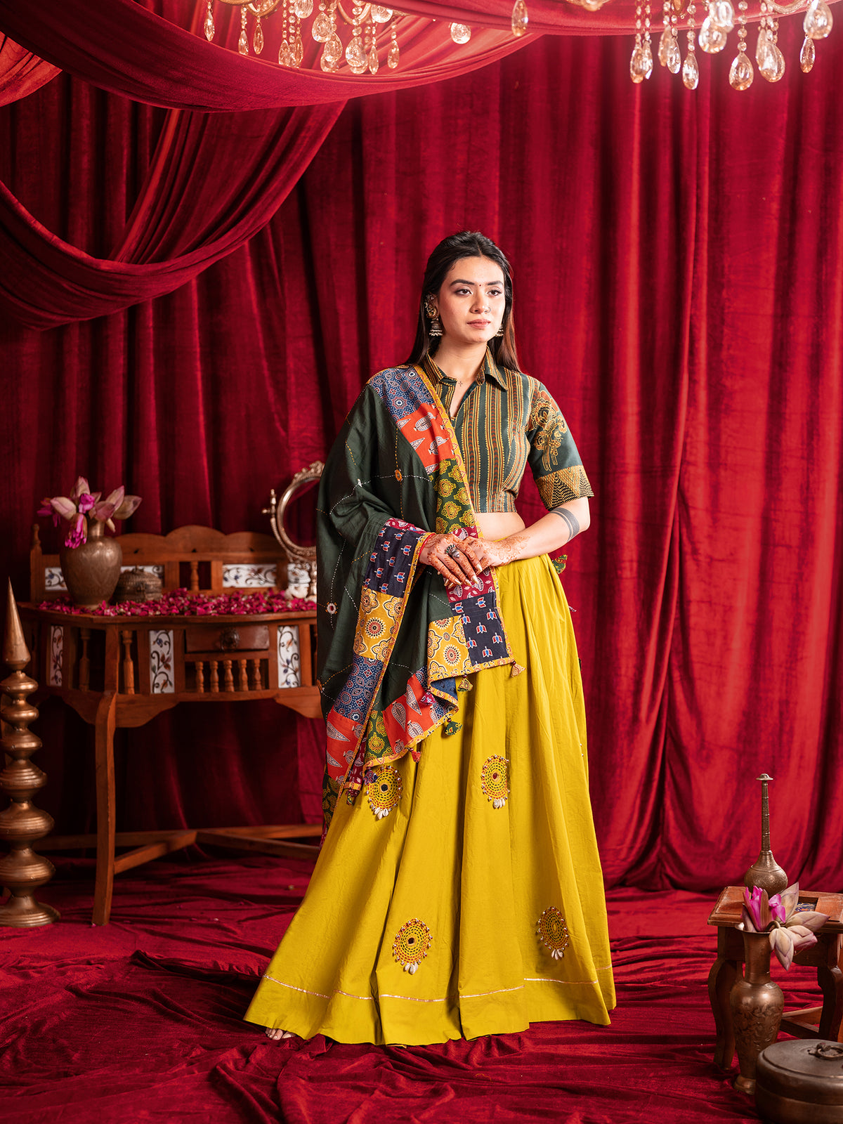 Mustard Garden Patchwork Chaniya Choli Set