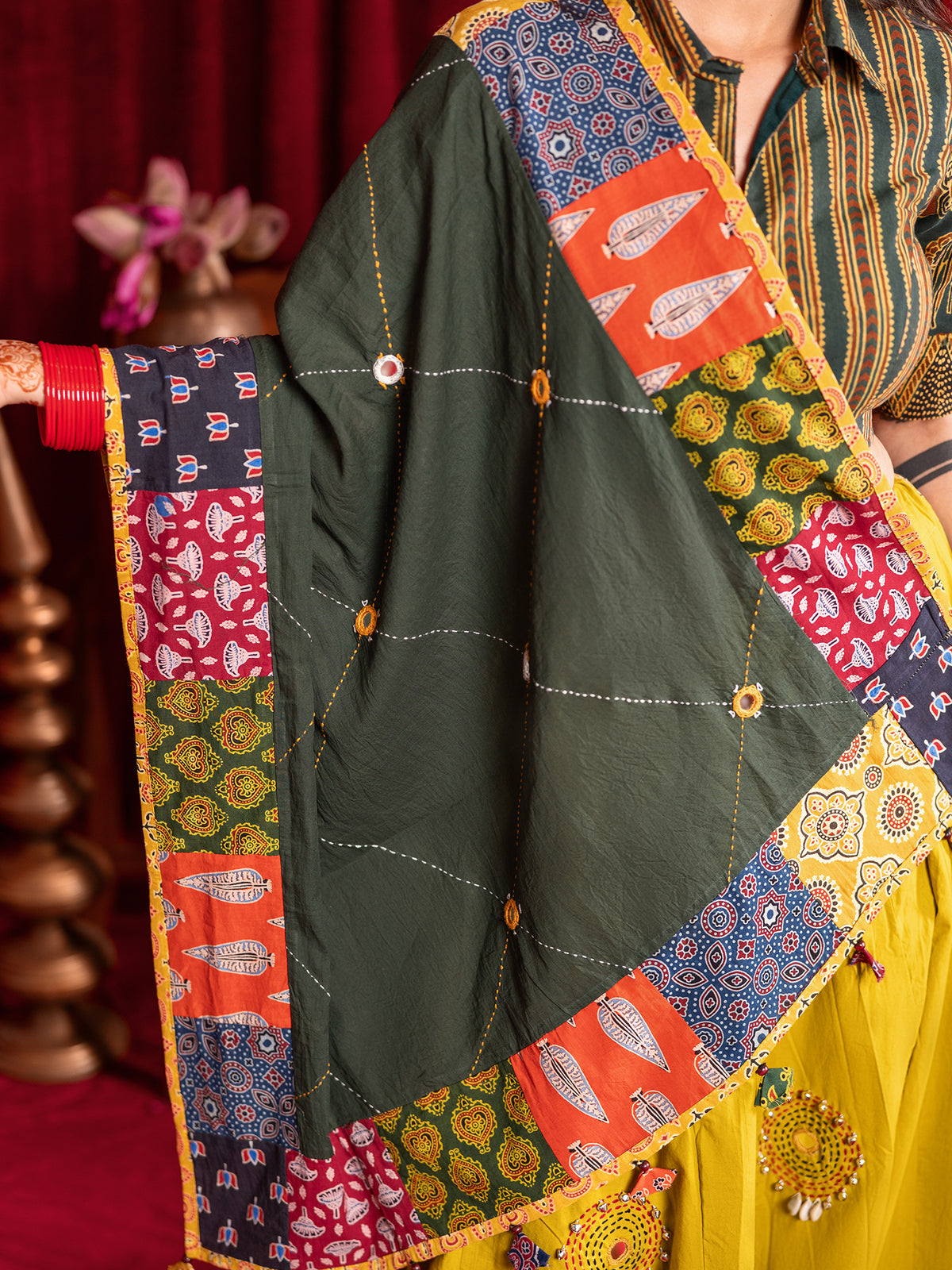 Mustard Garden Patchwork Chaniya Choli Set