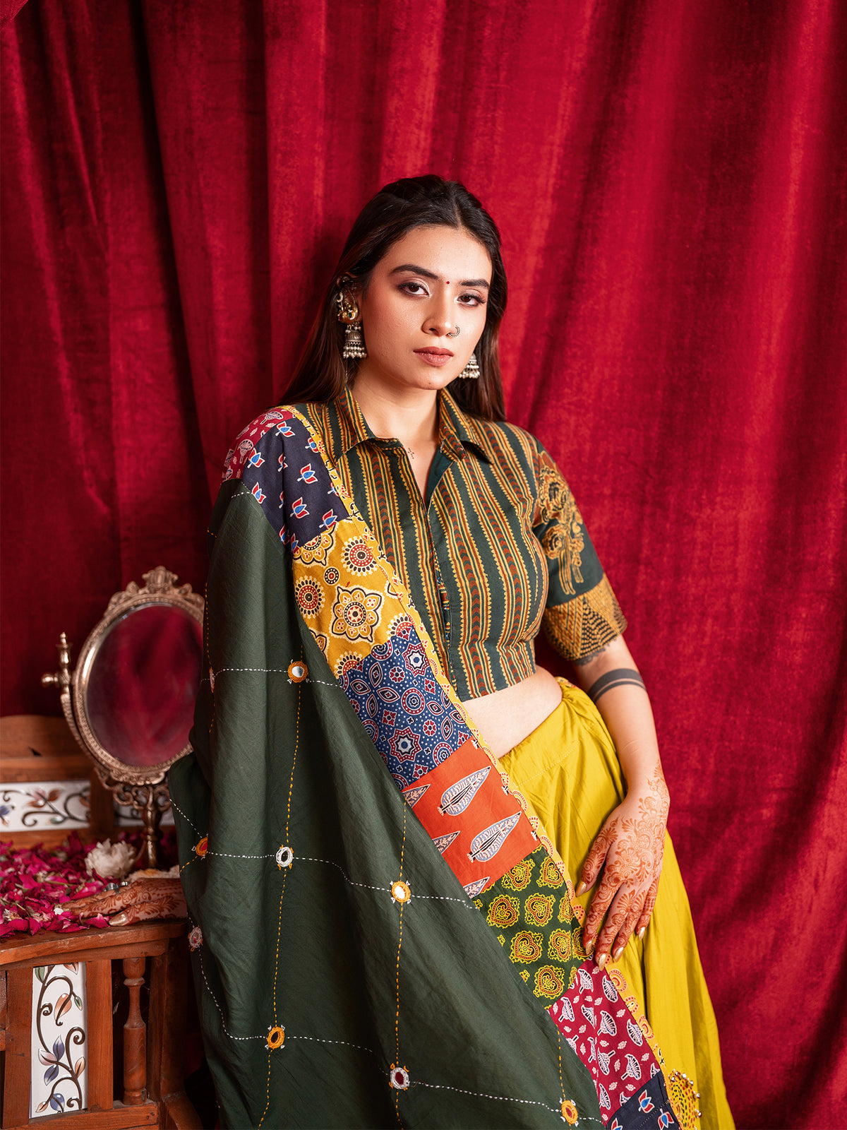 Mustard Garden Patchwork Chaniya Choli Set