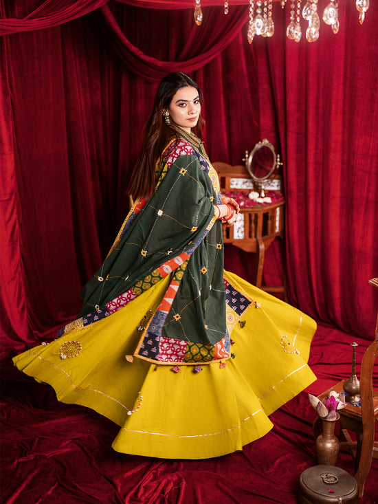 Mustard Garden Patchwork Chaniya Choli Set