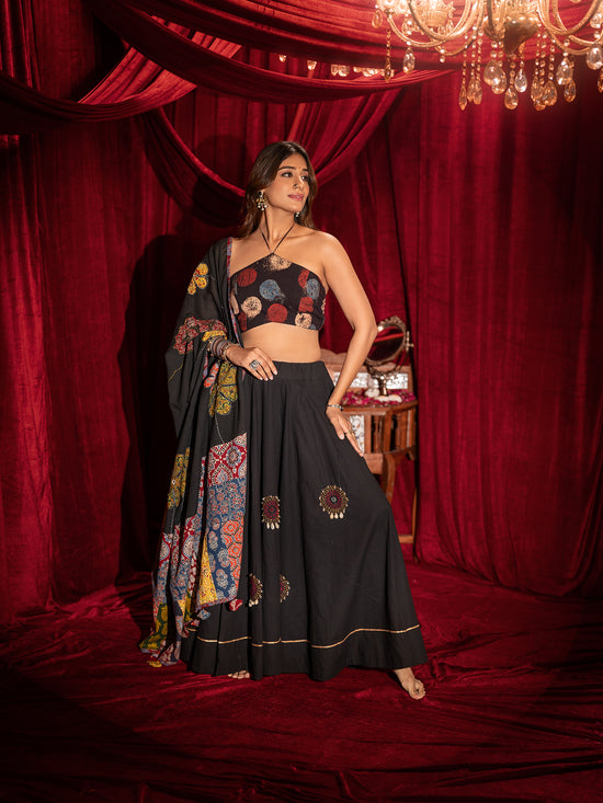 Black Raas Patchwork Chaniya Choli Set