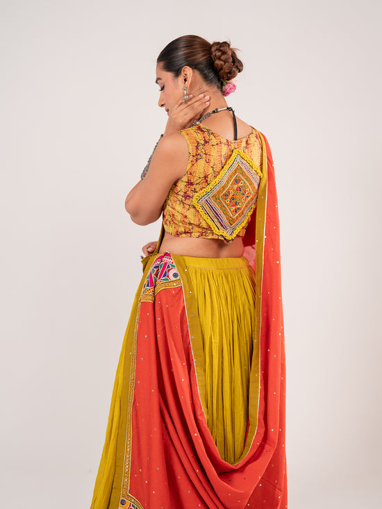 Weaved in Mustard Heritage Chaniya Choli Set