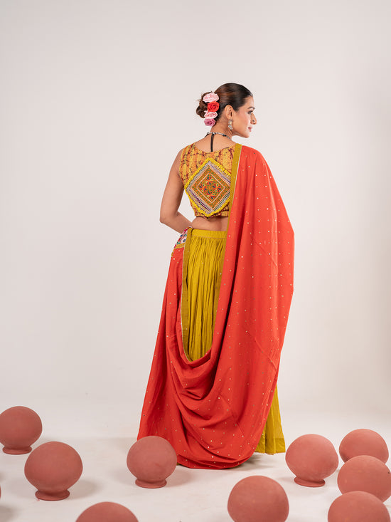 Weaved in Mustard Heritage Chaniya Choli Set