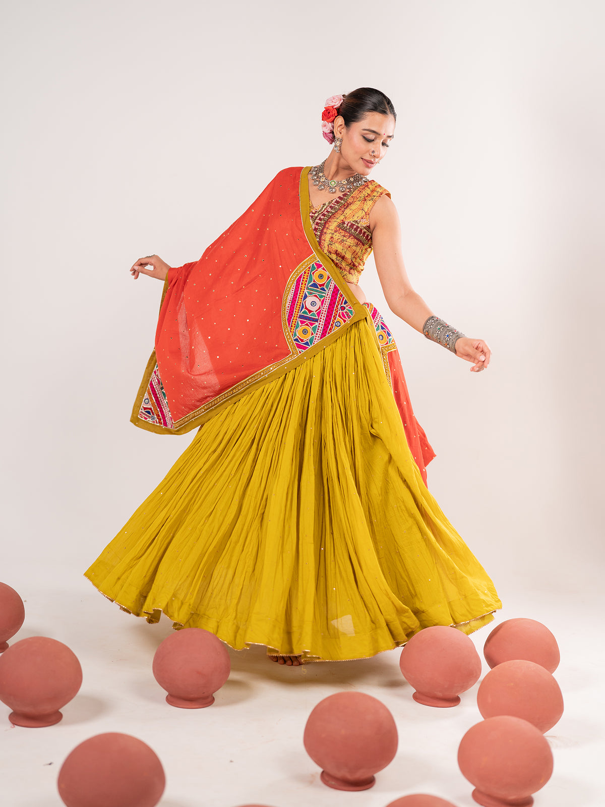 Weaved in Mustard Heritage Chaniya Choli Set