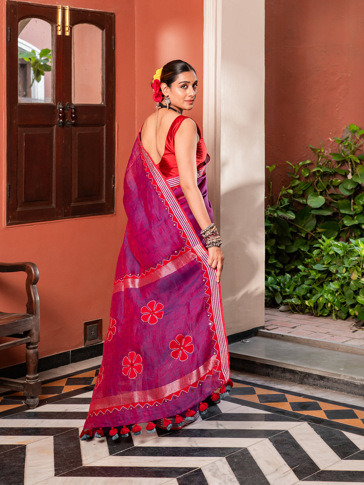 Shahi Rani Bloom Linen Saree
