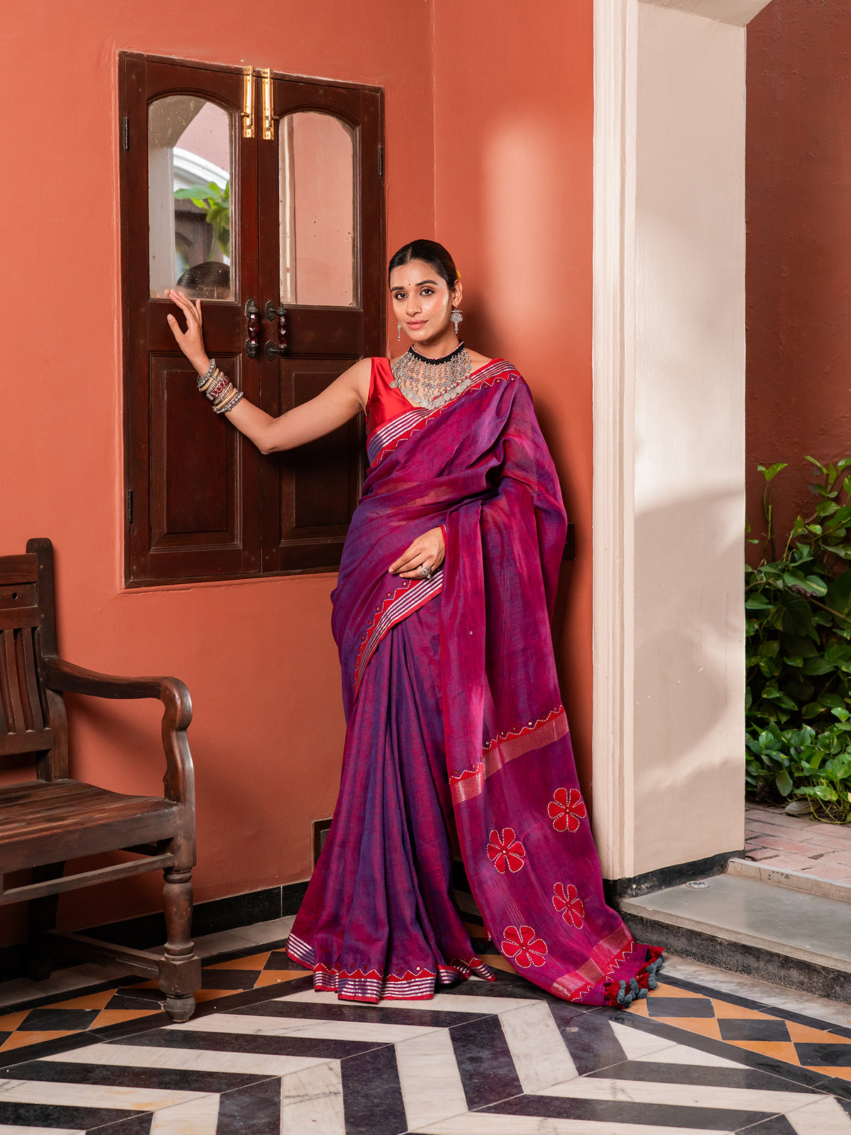 Shahi Rani Bloom Linen Saree
