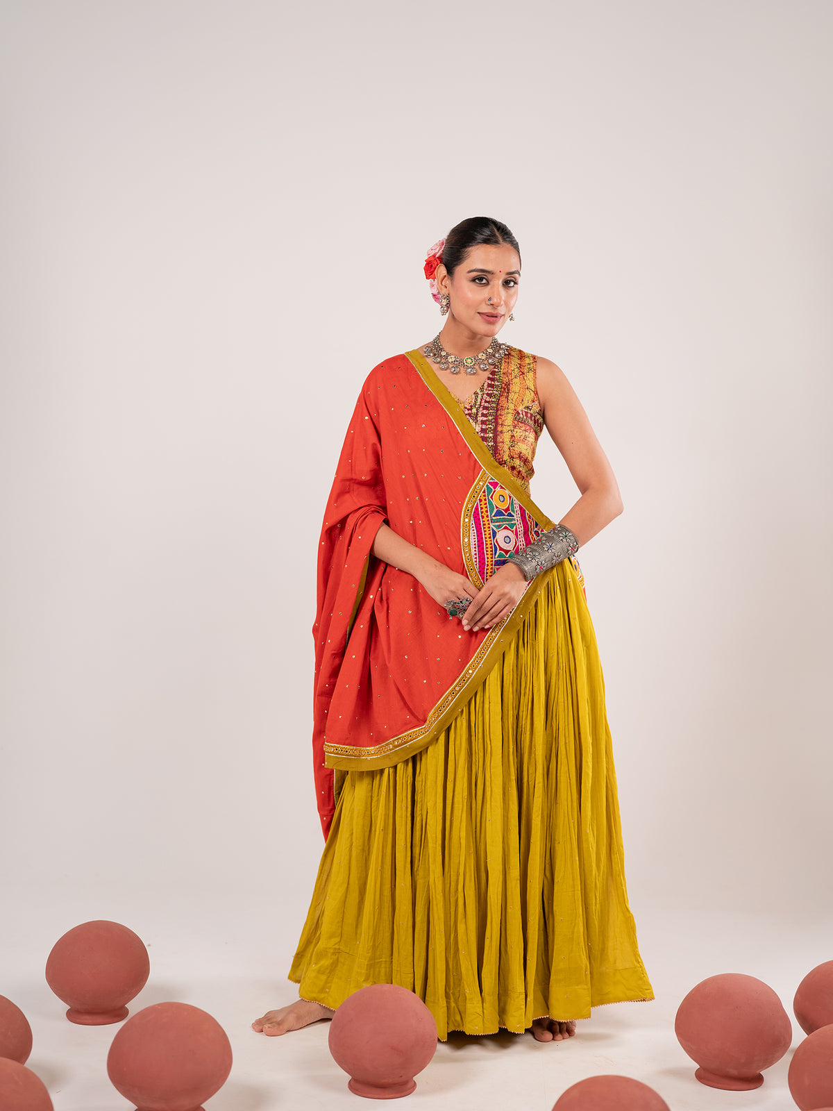 Weaved in Mustard Heritage Chaniya Choli Set