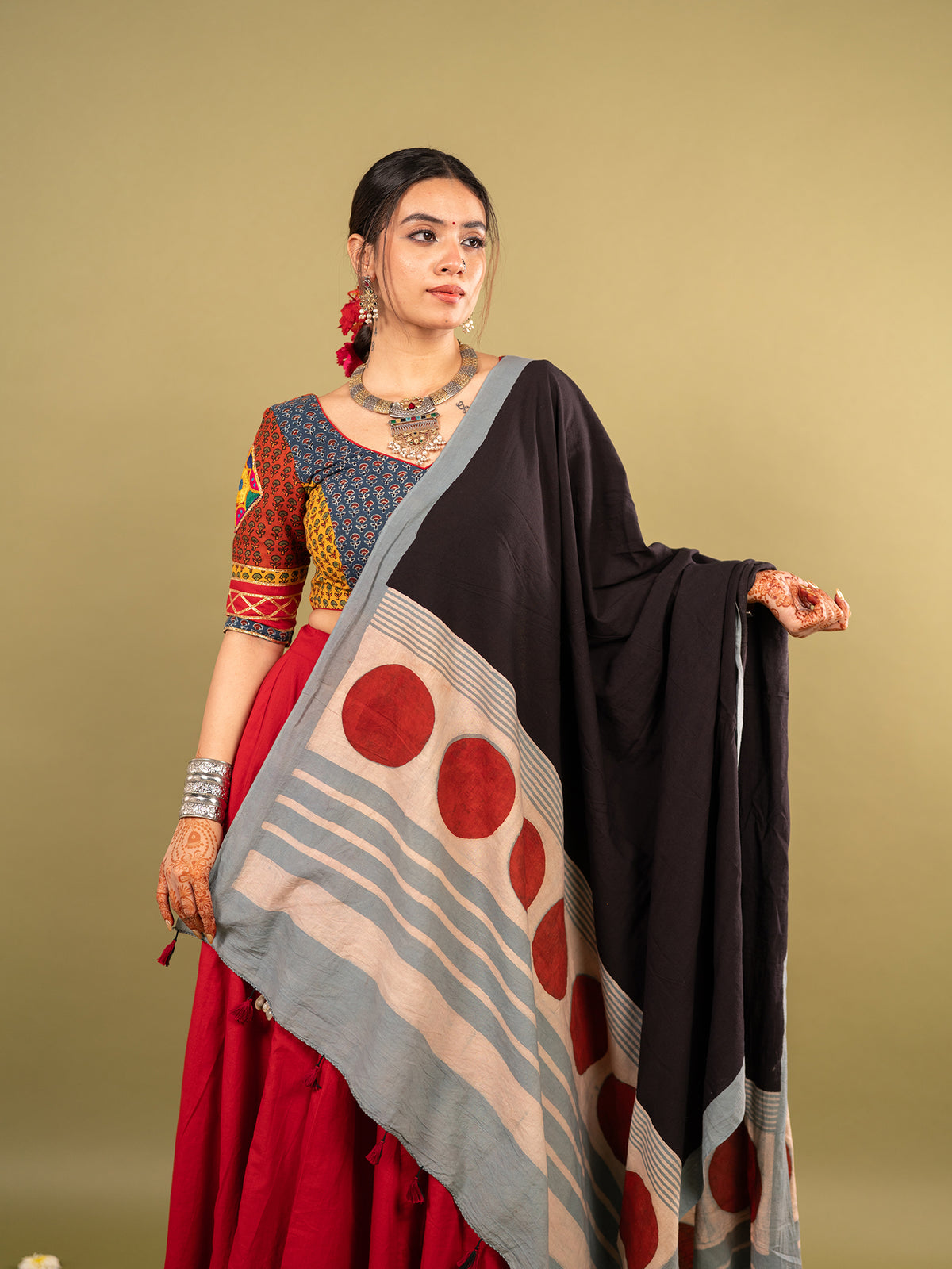 Ajrakh Gaatha Chaniya Choli Set