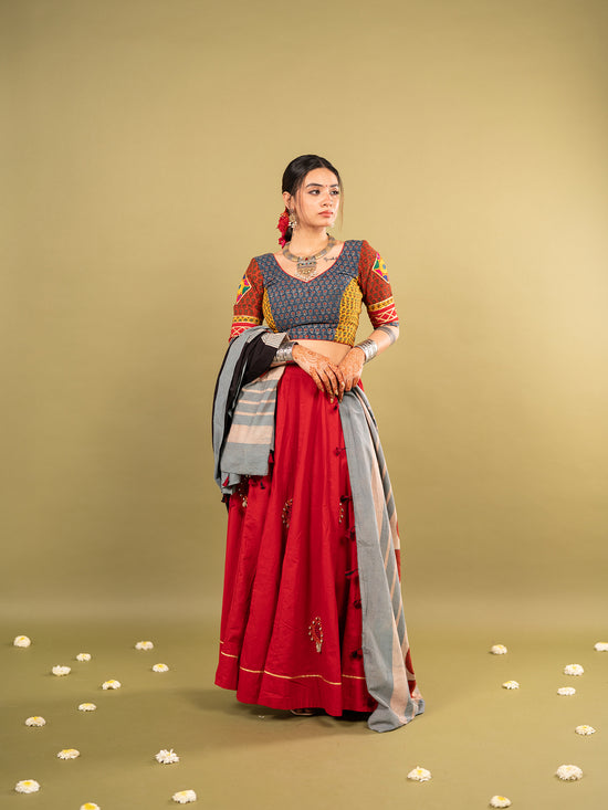 Ajrakh Gaatha Chaniya Choli Set