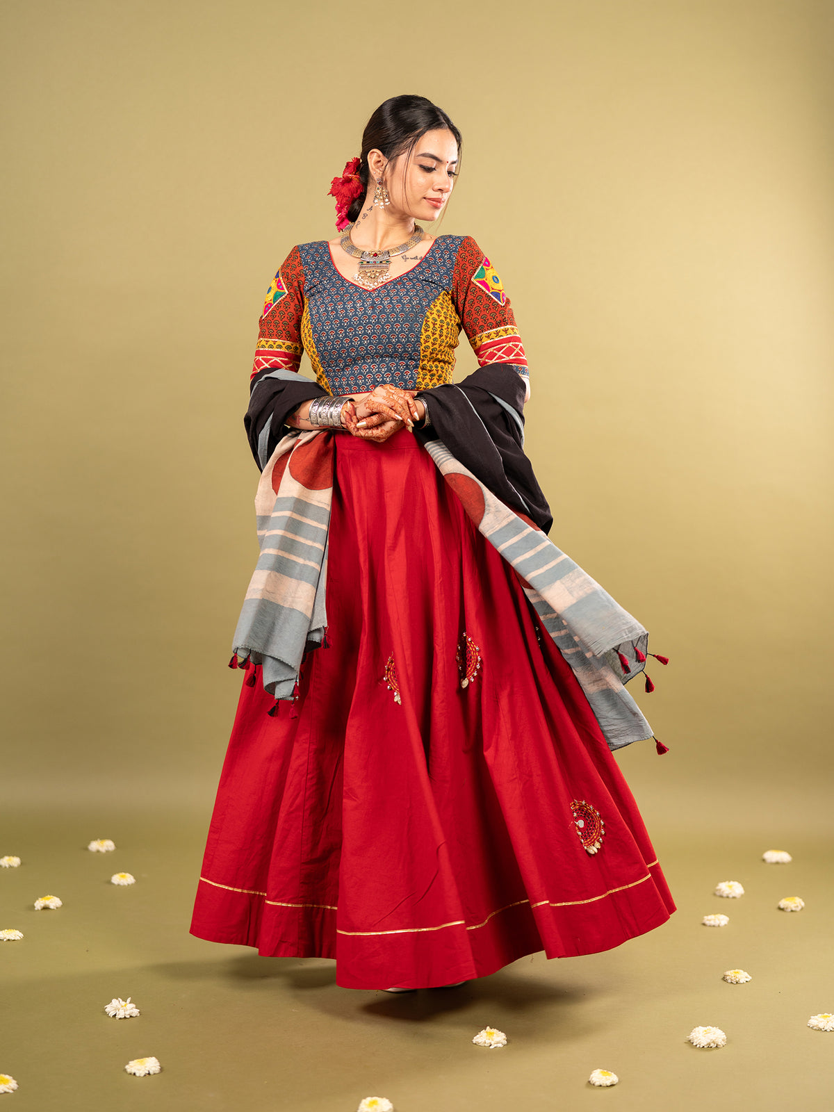 Ajrakh Gaatha Chaniya Choli Set