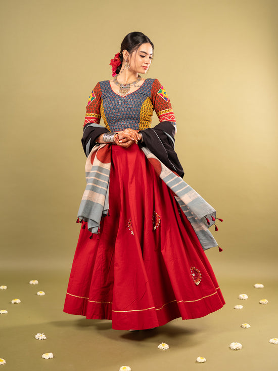 Ajrakh Gaatha Chaniya Choli Set