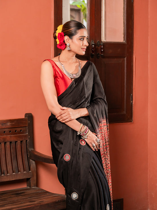 The Ajrakh Chandrika Mul Cotton Saree