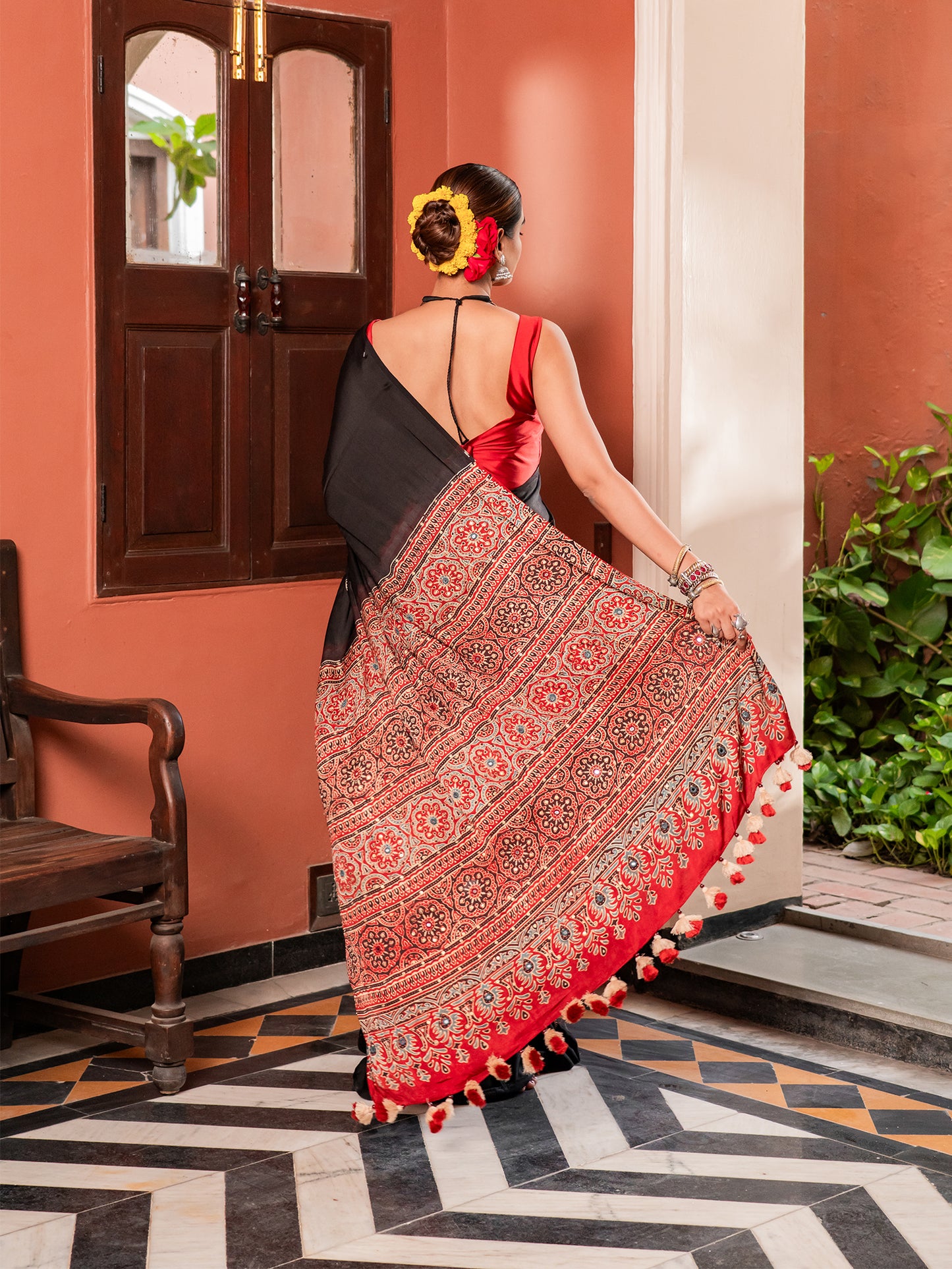 The Ajrakh Chandrika Mul Cotton Saree