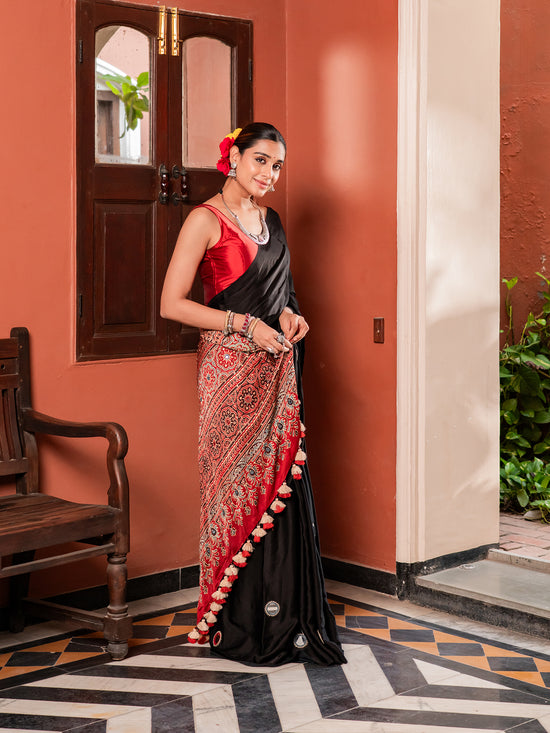 The Ajrakh Chandrika Mul Cotton Saree