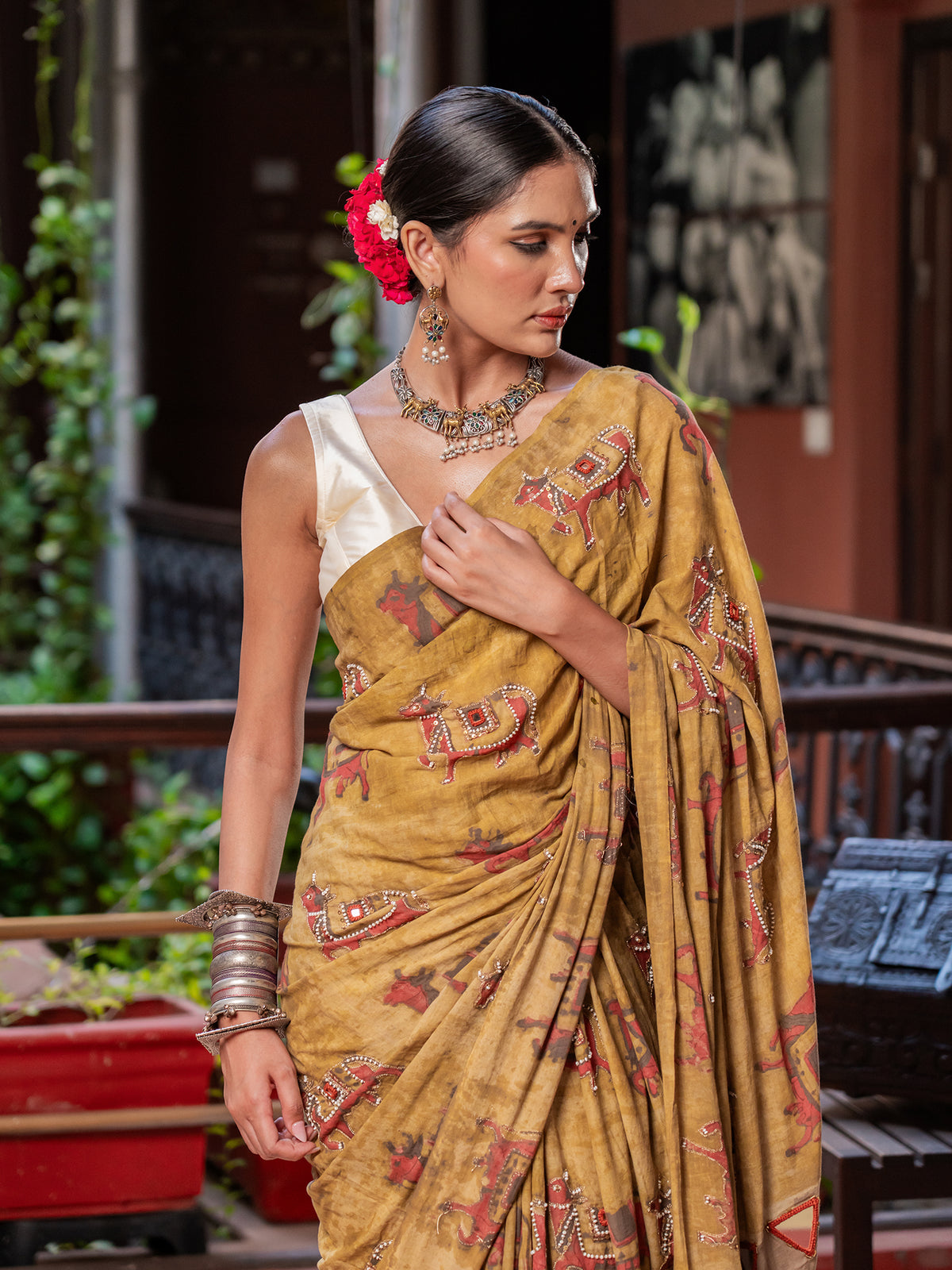 Majestic Mustard Heritage Pure Cotton Saree