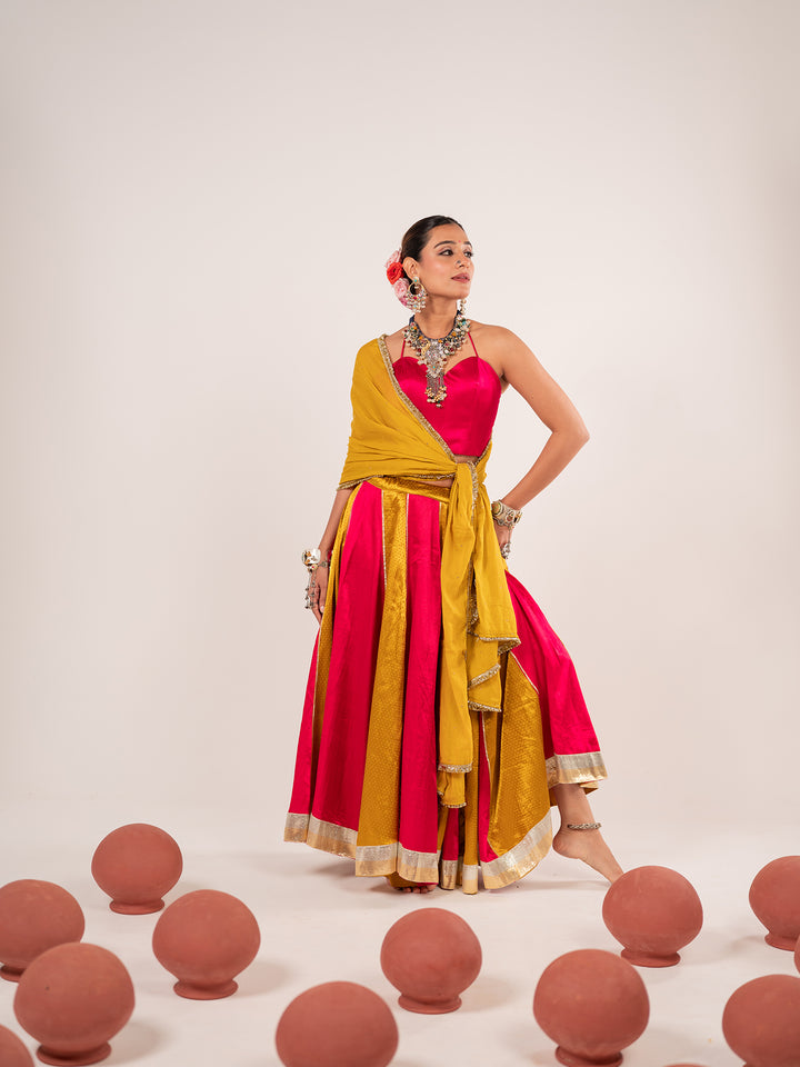 Gulabi Mashru Chaniya Choli Set