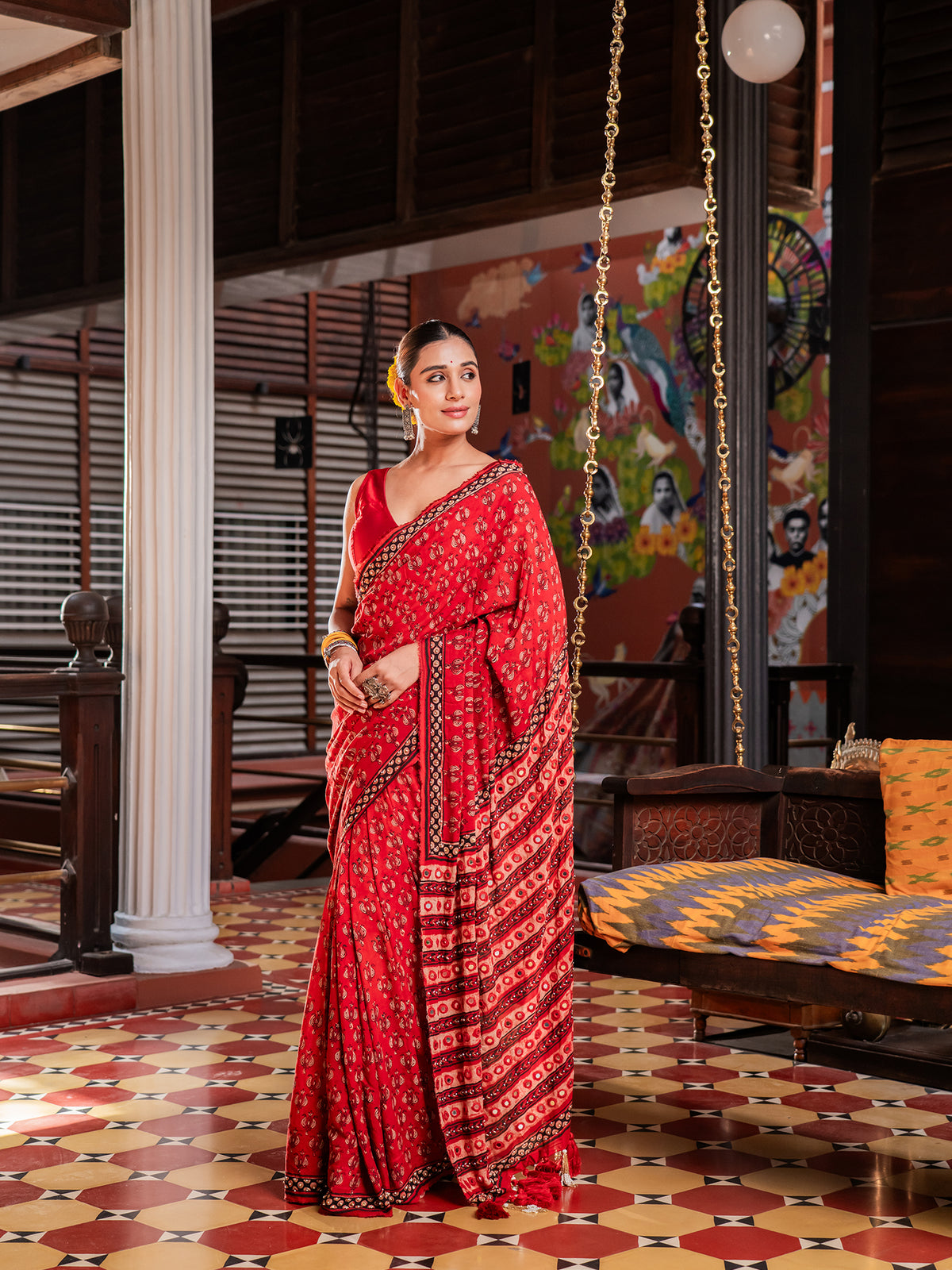 Shahi Ajrakh Mul Cotton Saree