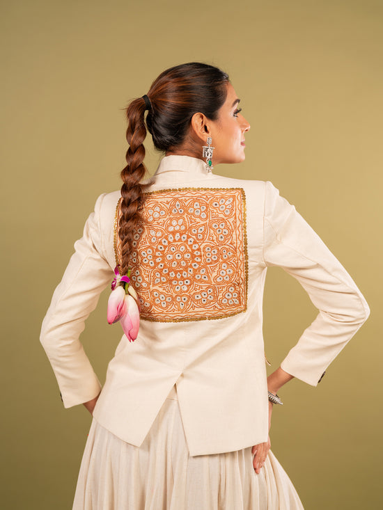 Heritage Fusion Ivory Chaniya Choli with Blazer