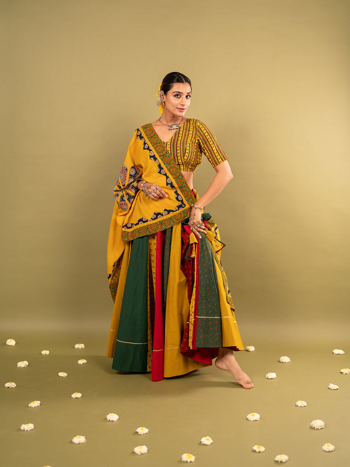 Ajrakhi Peela Rangrez Chaniya Choli Set