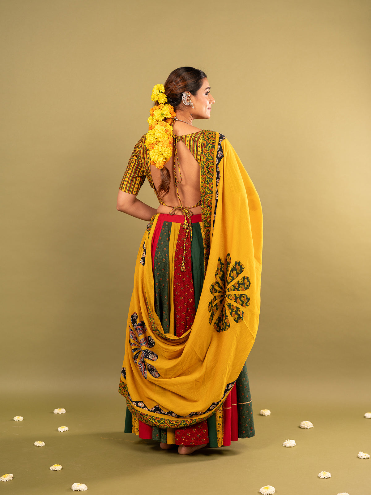 Ajrakhi Peela Rangrez Chaniya Choli Set
