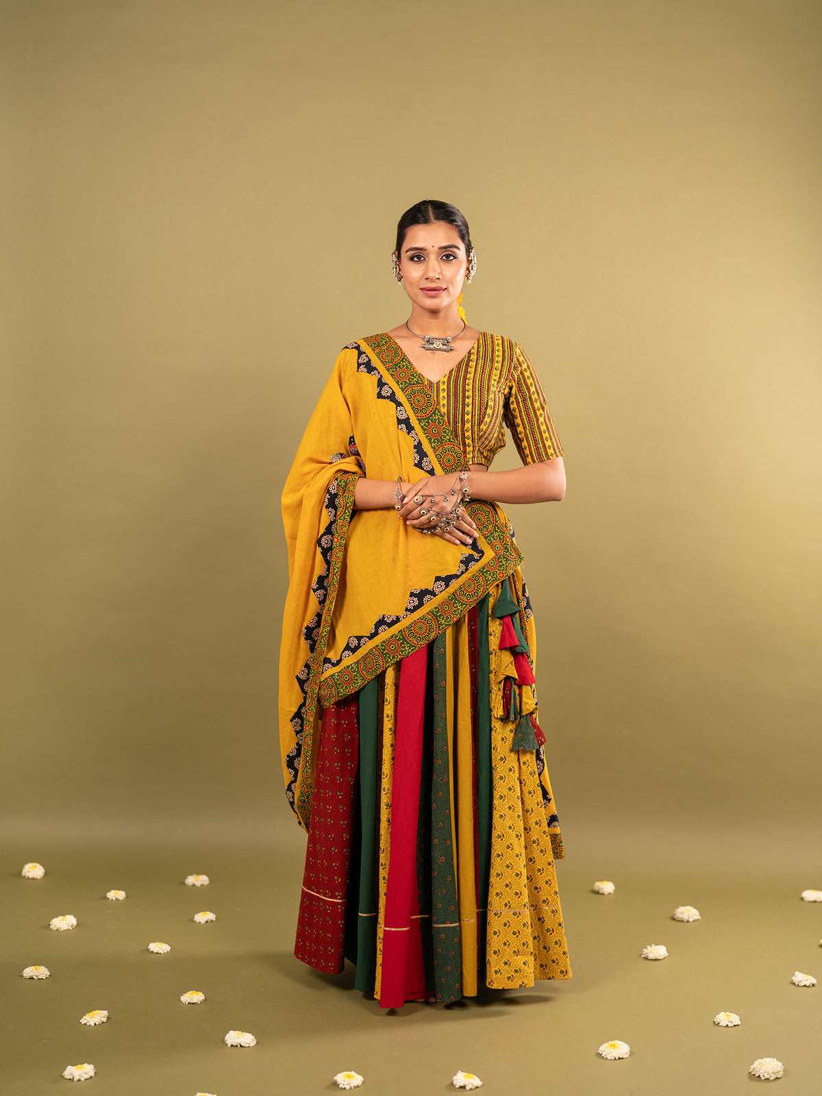 Ajrakhi Peela Rangrez Chaniya Choli Set