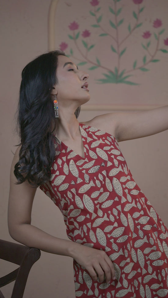 Meen Madder-Red Boho Kurti